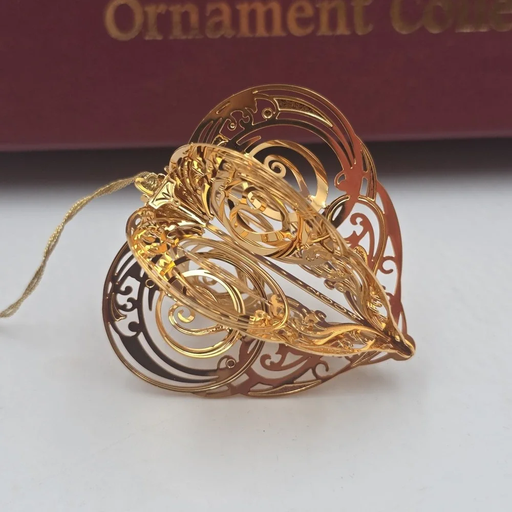 2004 Danbury Mint 23KT Gold Plated Christmas Ornament Collection Set12 Box 3D